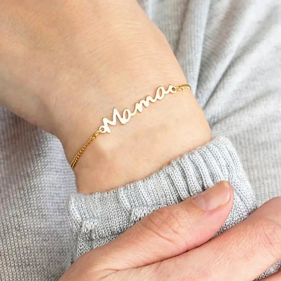 Mother’s Day Mama letter Charm with Chain Link gold silver & rose gold Bracelet - Picture 1 of 16